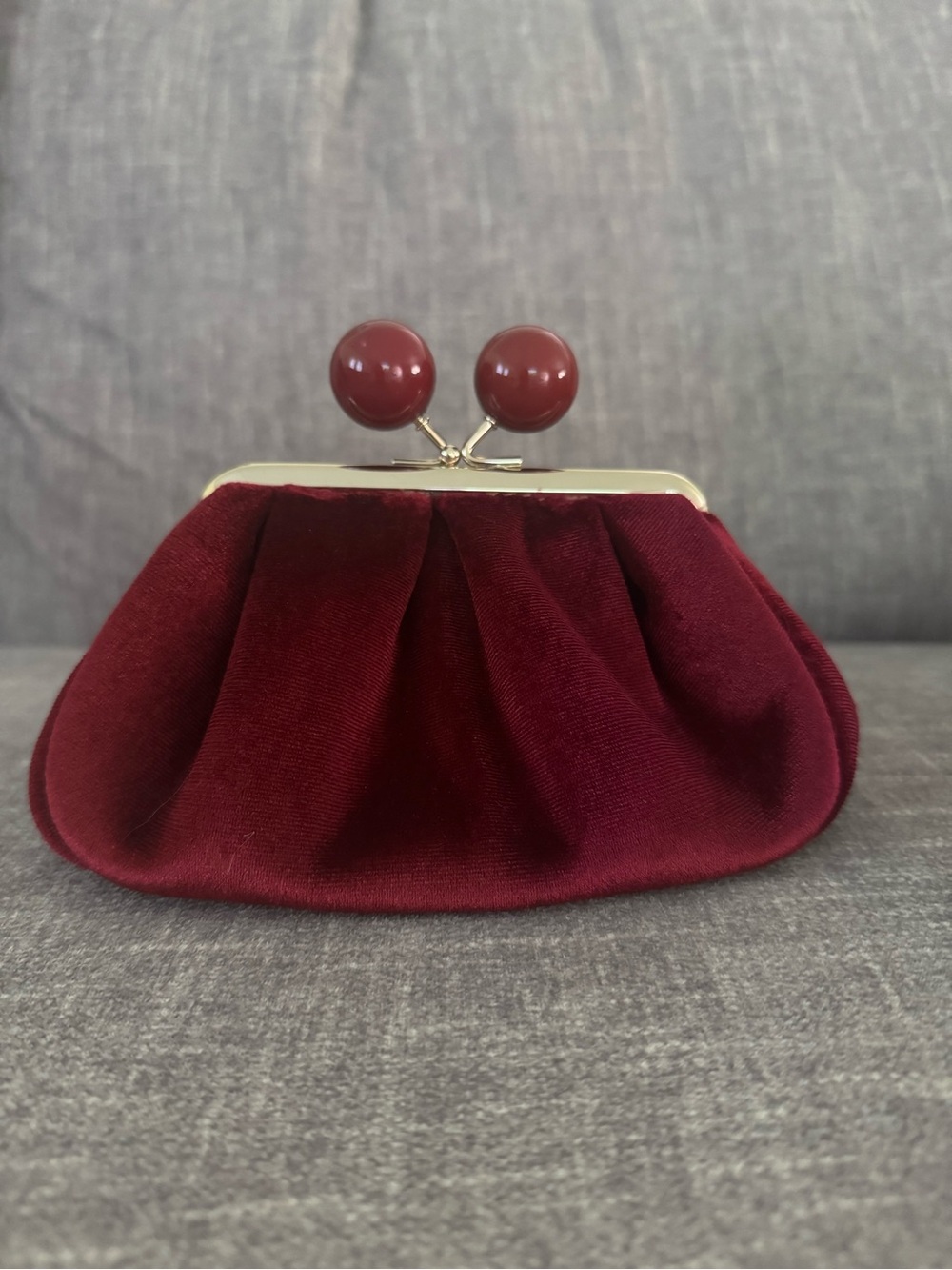 NWOT Anthropologie Burgundy Velvet Kiss-Lock Mini Clutch